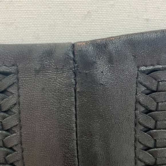 Vintage Casual Corner Black Leather Skirt with Braided Leather Embellishment 6 - Picture 14 of 14